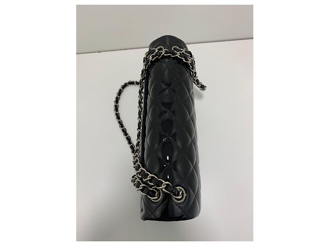 Borsa Chanel Timeless Jumbo Double Flap in pelle verniciata nera Nero - vista 5