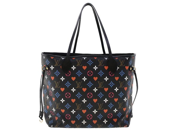 LOUIS VUITTON Monogram Game On Neverfull MM Borsa a Spalla M57483 LV Auth 46152S Nero - vista 2