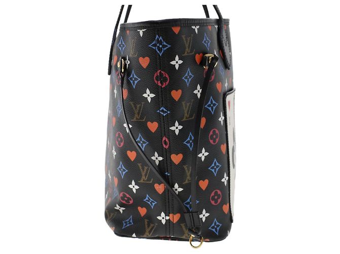 LOUIS VUITTON Monogram Game On Neverfull MM Borsa a Spalla M57483 LV Auth 46152S Nero - vista 3