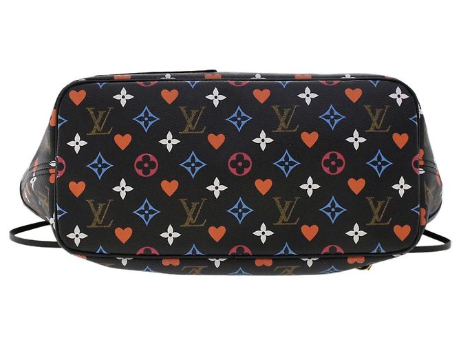LOUIS VUITTON Monogram Game On Neverfull MM Borsa a Spalla M57483 LV Auth 46152S Nero - vista 5