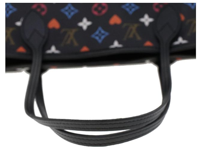 LOUIS VUITTON Monogram Game On Neverfull MM Borsa a Spalla M57483 LV Auth 46152S Nero - vista 7