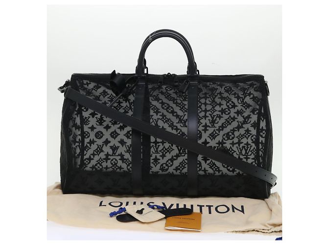 LOUIS VUITTON Monogram Trasparente Keepall Bandouliere 50 M53971 LV Auth 47400S Nero - vista 12