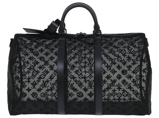 LOUIS VUITTON Monogram Trasparente Keepall Bandouliere 50 M53971 LV Auth 47400S Nero - vista 13