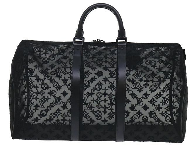 LOUIS VUITTON Monogram Trasparente Keepall Bandouliere 50 M53971 LV Auth 47400S Nero - vista 2