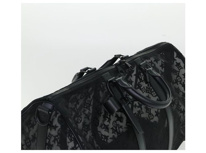 LOUIS VUITTON Monogram Trasparente Keepall Bandouliere 50 M53971 LV Auth 47400S Nero - vista 6