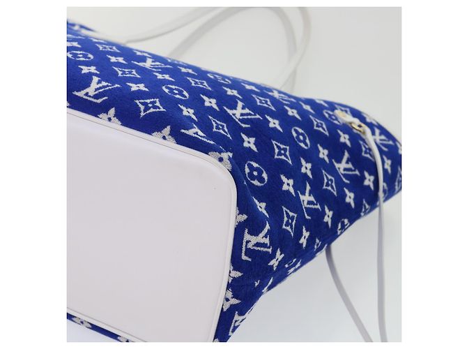 LOUIS VUITTON Monogram Jaguar Neverfull MM Borsa Tote in Velluto M46220 LV Auth 46153S Bianco Blu - vista 10