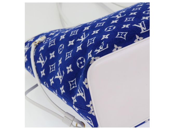 LOUIS VUITTON Monogram Jaguar Neverfull MM Borsa Tote in Velluto M46220 LV Auth 46153S Bianco Blu - vista 15
