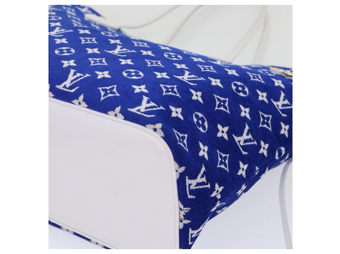 LOUIS VUITTON Monogram Jaguar Neverfull MM Borsa Tote in Velluto M46220 LV Auth 46153S Bianco Blu - vista 16