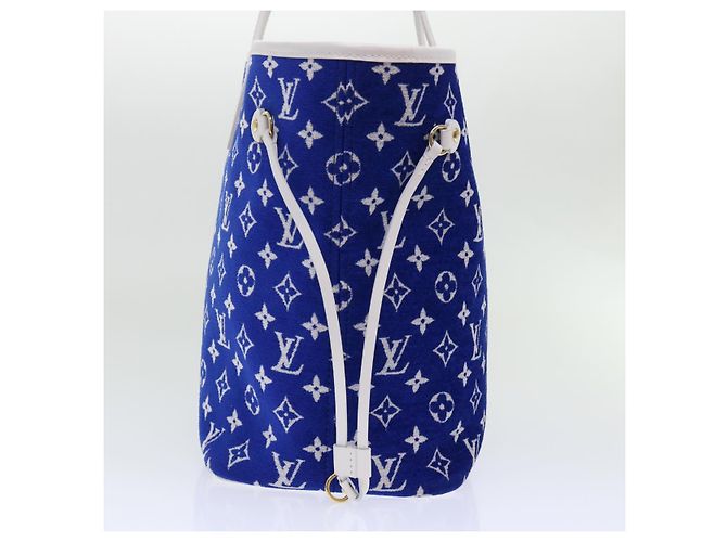 LOUIS VUITTON Monogram Jaguar Neverfull MM Borsa Tote in Velluto M46220 LV Auth 46153S Bianco Blu - vista 3