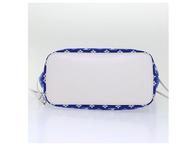 LOUIS VUITTON Monogram Jaguar Neverfull MM Borsa Tote in Velluto M46220 LV Auth 46153S Bianco Blu - vista 6