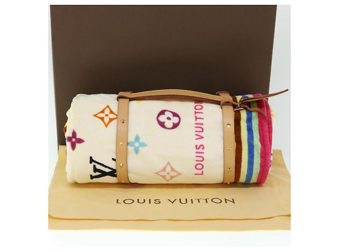 LOUIS VUITTON Monogram Multicolor Towel EDITION LIMITED 174 Cotton Auth 52532S White - view 12