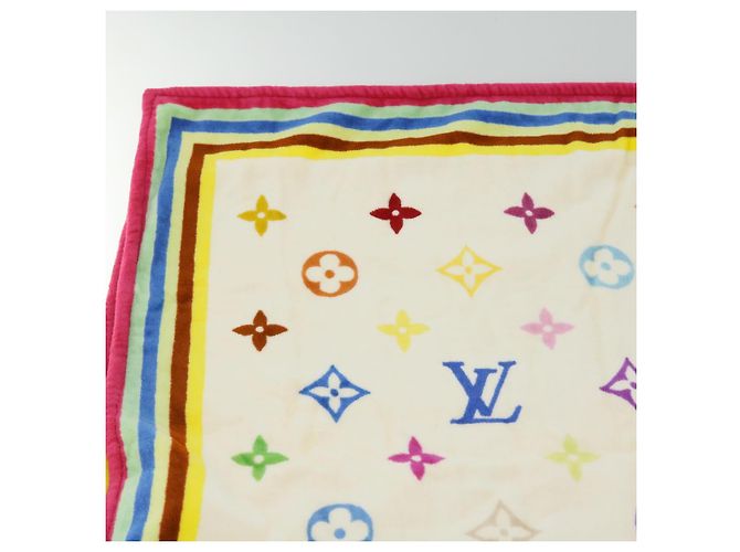 LOUIS VUITTON Monogram Multicolor Towel EDITION LIMITED 174 Cotton Auth 52532S White - view 16