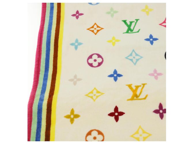 LOUIS VUITTON Monogram Multicolor Towel EDITION LIMITED 174 Cotton Auth 52532S White - view 19