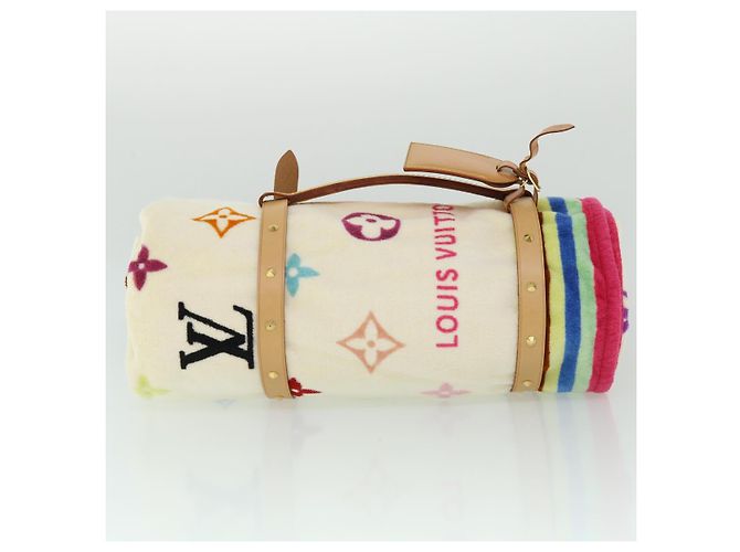 LOUIS VUITTON Monogram Multicolor Towel EDITION LIMITED 174 Cotton Auth 52532S White - view 2