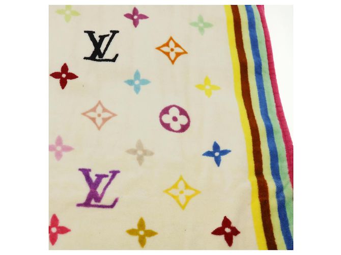 LOUIS VUITTON Monogram Multicolor Towel EDITION LIMITED 174 Cotton Auth 52532S White - view 21