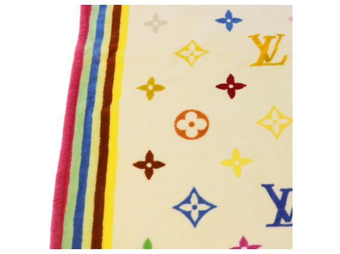 LOUIS VUITTON Monogram Multicolor Towel EDITION LIMITED 174 Cotton Auth 52532S White - view 22