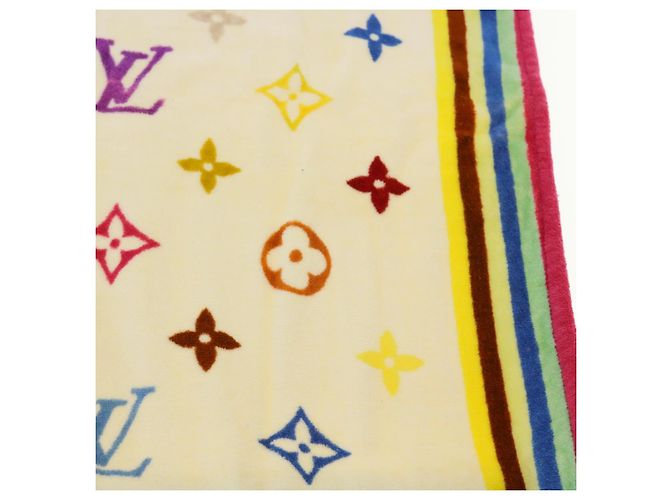 LOUIS VUITTON Monogram Multicolor Towel EDITION LIMITED 174 Cotton Auth 52532S White - view 24