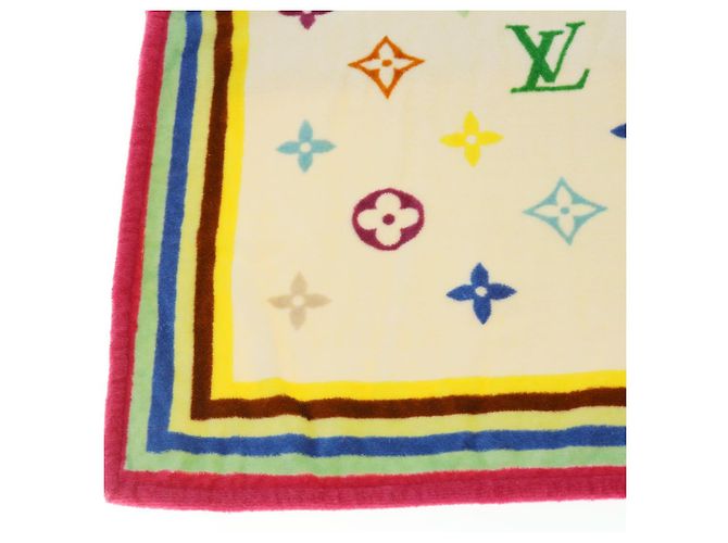 LOUIS VUITTON Monogram Multicolor Towel EDITION LIMITED 174 Cotton Auth 52532S White - view 25