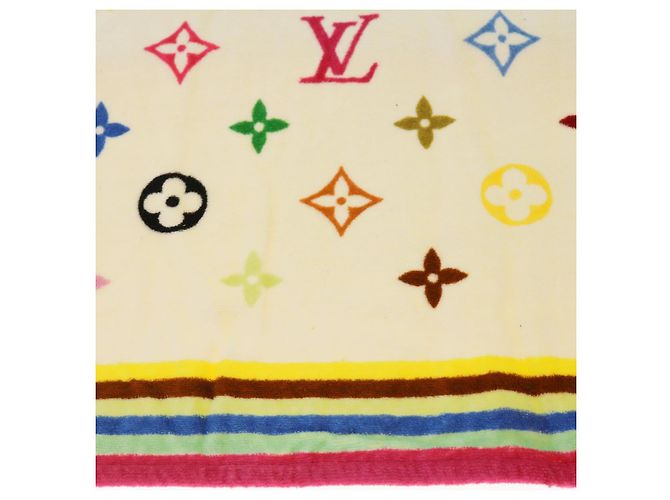 LOUIS VUITTON Monogram Multicolor Towel EDITION LIMITED 174 Cotton Auth 52532S White - view 26