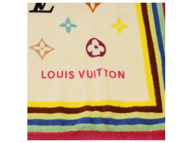LOUIS VUITTON Monogram Multicolor Towel EDITION LIMITED 174 Cotton Auth 52532S White - view 27