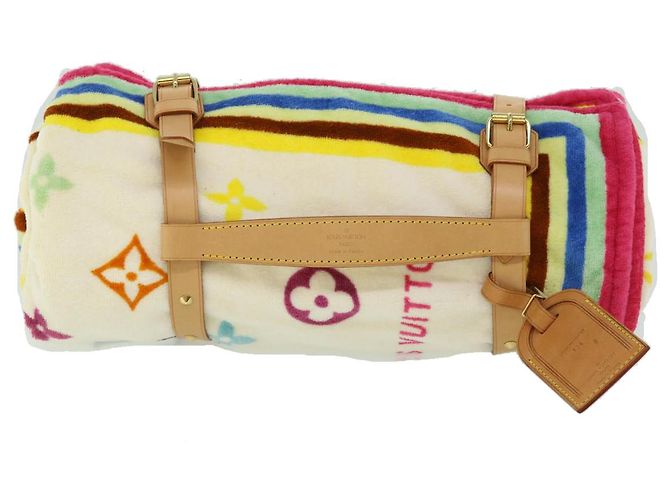 LOUIS VUITTON Monogram Multicolor Towel EDITION LIMITED 174 Cotton Auth 52532S White - view 5