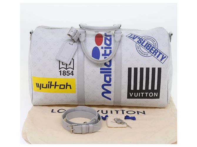 LOUIS VUITTON Monogram Bianco Keepall Bandouliere 50 Borsa M44643 LV Auth 55862S - vista 12