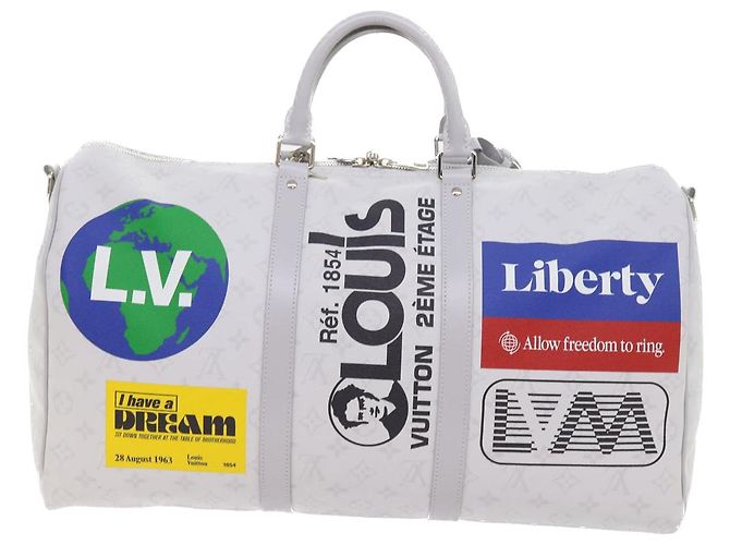 LOUIS VUITTON Monogram Bianco Keepall Bandouliere 50 Borsa M44643 LV Auth 55862S - vista 2