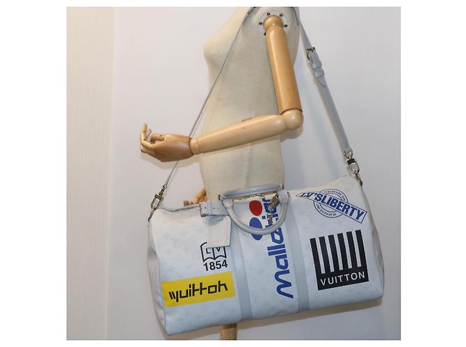 LOUIS VUITTON Monogram Bianco Keepall Bandouliere 50 Borsa M44643 LV Auth 55862S - vista 30