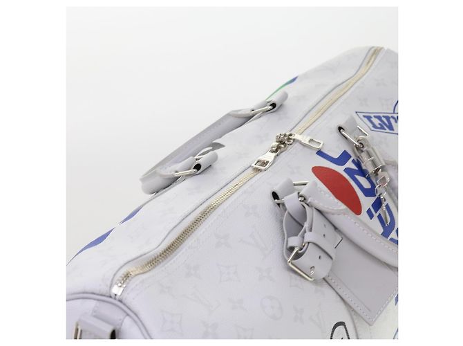 LOUIS VUITTON Monogram Bianco Keepall Bandouliere 50 Borsa M44643 LV Auth 55862S - vista 6