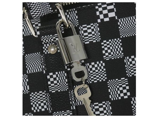 LOUIS VUITTON Keepall Bandouliere 50 Boston Damier Distorted N50028 Auth yk9432S Nero Bianco - vista 19