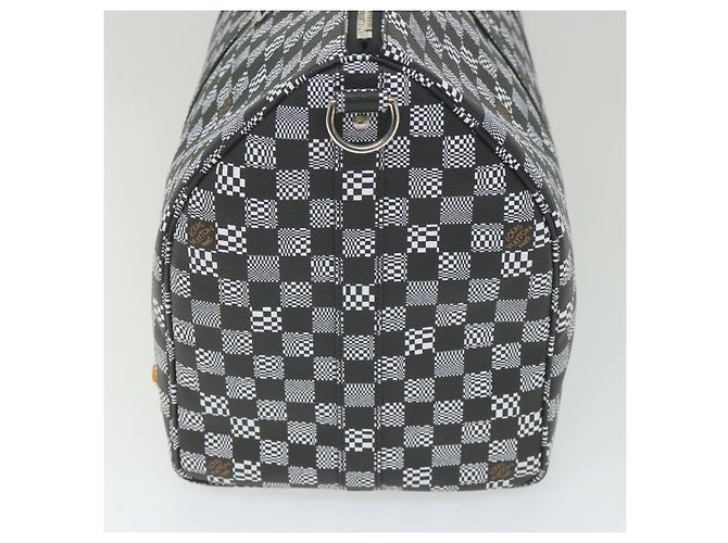 LOUIS VUITTON Keepall Bandouliere 50 Boston Damier Distorted N50028 Auth yk9432S Nero Bianco - vista 3