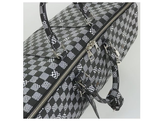 LOUIS VUITTON Keepall Bandouliere 50 Boston Damier Distorted N50028 Auth yk9432S Nero Bianco - vista 6
