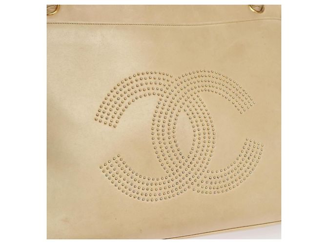 CHANEL COCO Borsa a Spalla Mark in Pelle di Pecora Beige Oro CC Auth BA1376 D'oro - vista 15
