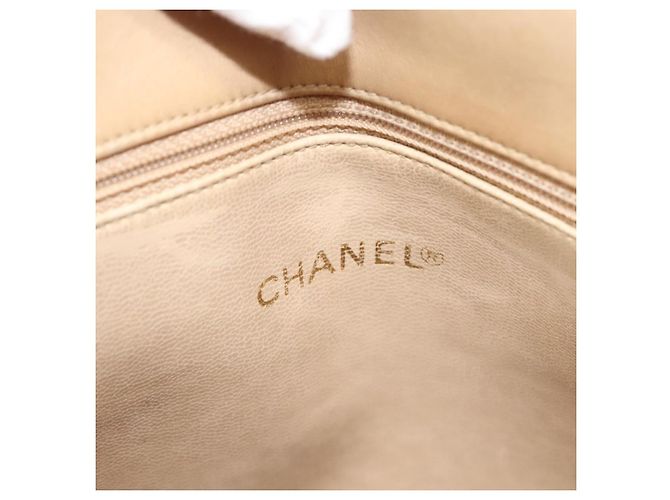 CHANEL COCO Borsa a Spalla Mark in Pelle di Pecora Beige Oro CC Auth BA1376 D'oro - vista 16