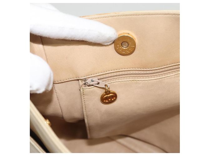 CHANEL COCO Borsa a Spalla Mark in Pelle di Pecora Beige Oro CC Auth BA1376 D'oro - vista 20
