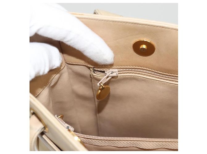 CHANEL COCO Borsa a Spalla Mark in Pelle di Pecora Beige Oro CC Auth BA1376 D'oro - vista 22