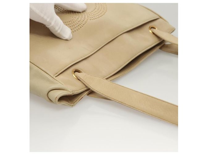 CHANEL COCO Borsa a Spalla Mark in Pelle di Pecora Beige Oro CC Auth BA1376 D'oro - vista 7