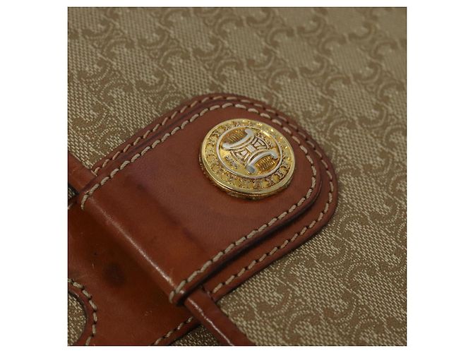 Céline Borsa a spalla in tela Macadam CELINE PVC beige oro Auth 118350 D'oro - vista 14