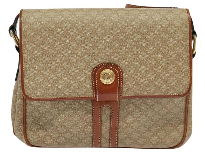 Céline Borsa a spalla in tela Macadam CELINE PVC beige oro Auth 118350 D'oro - vista 2