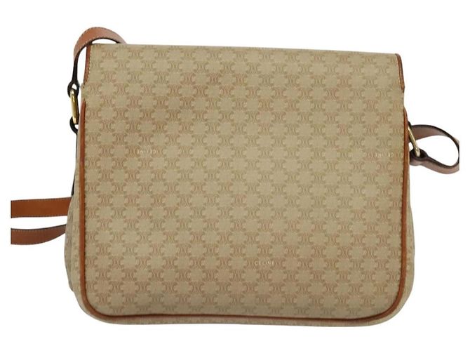 Céline Borsa a spalla in tela Macadam CELINE PVC beige oro Auth 118350 D'oro - vista 3