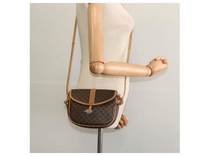 Céline Borsa a spalla in tela Macadam CELINE in pelle PVC marrone oro Auth sw330 D'oro - vista 22