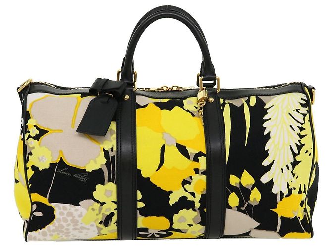LOUIS VUITTON Toile Canwan Keepall Bandouliere 50 Borsa Boston M95366 Auth 30574S Nero Giallo - vista 13