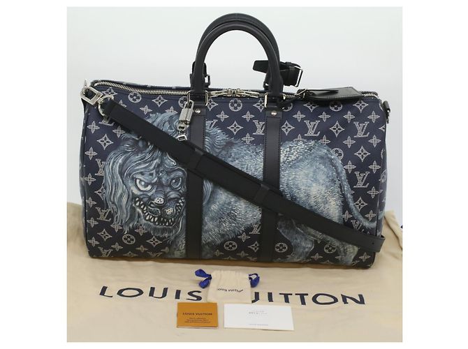LOUIS VUITTON Monogram savanna Keepall Bandouliere 45 Boston M54129 Auth 33473S Blu navy - vista 12