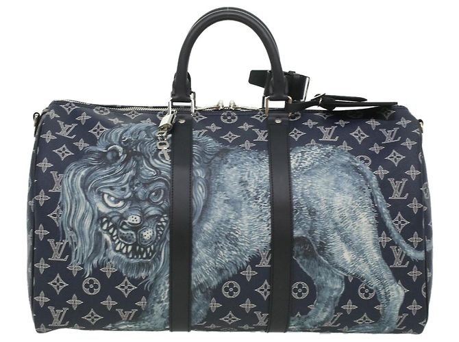 LOUIS VUITTON Monogram savanna Keepall Bandouliere 45 Boston M54129 Auth 33473S Blu navy - vista 13