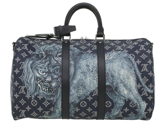 LOUIS VUITTON Monogram savanna Keepall Bandouliere 45 Boston M54129 Auth 33473S Blu navy - vista 2