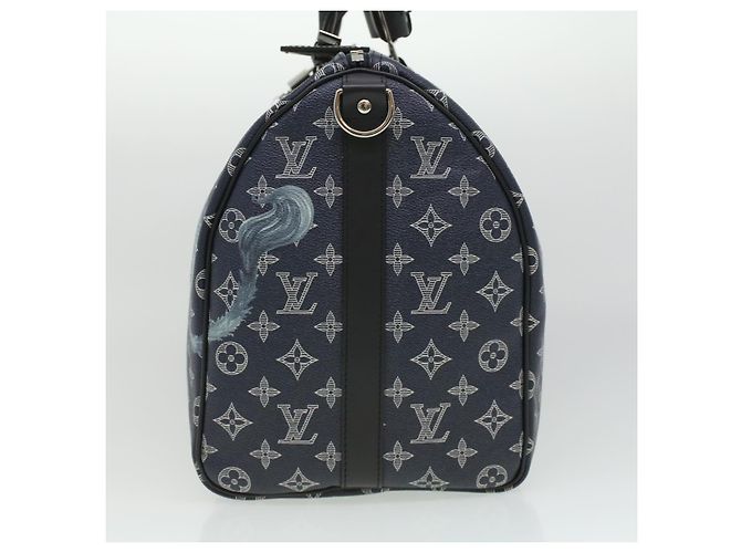 LOUIS VUITTON Monogram savanna Keepall Bandouliere 45 Boston M54129 Auth 33473S Blu navy - vista 3