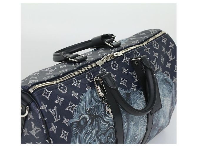 LOUIS VUITTON Monogram savanna Keepall Bandouliere 45 Boston M54129 Auth 33473S Blu navy - vista 6