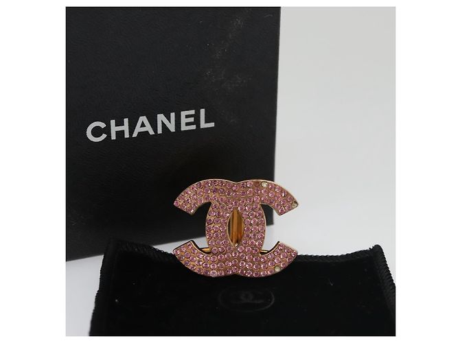 Anello per sciarpa CHANEL metallo tono oro rosa CC Auth 101356 - vista 12
