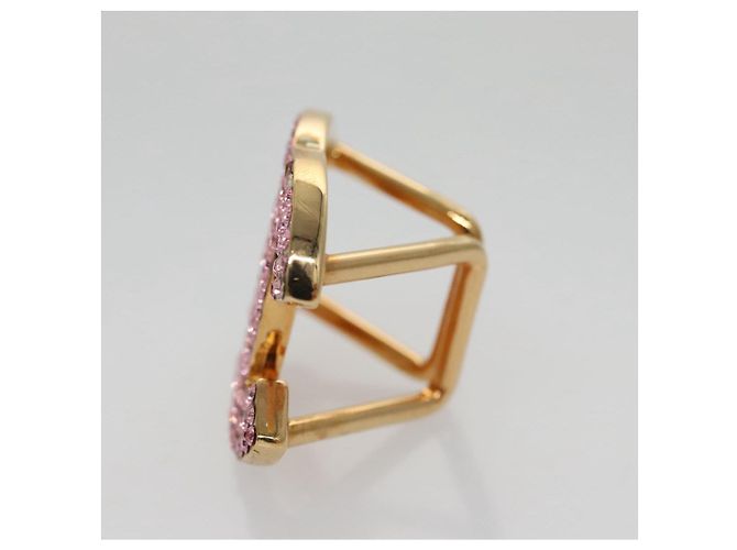 Anello per sciarpa CHANEL metallo tono oro rosa CC Auth 101356 - vista 5