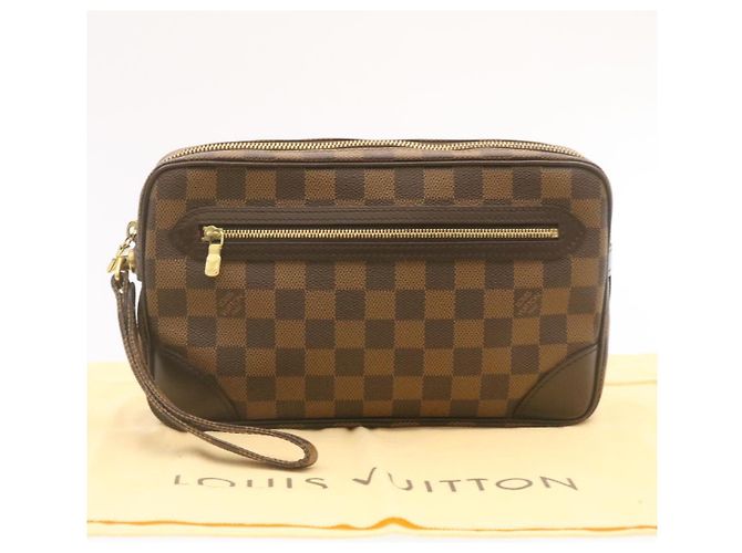 LOUIS VUITTON Clutch Marly Dragonne GM Damier Ebene Ordine SP LV Auth 25039SA - vista 12
